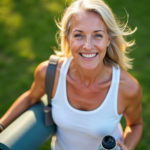 Femme en pleine activité physique dans un cadre sportif, illustrant la pratique adaptée au corps féminin.