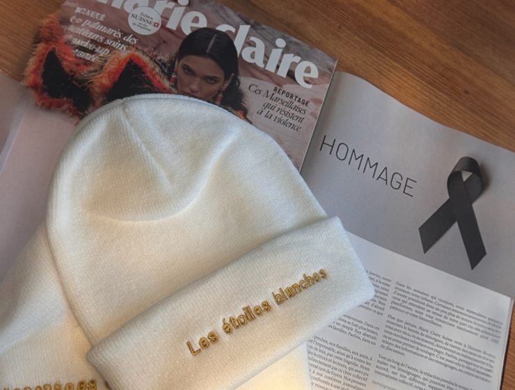 Marie Claire Suisse en kiosque avec page hommage et soutien à l’initiative Les Étoiles Blanches